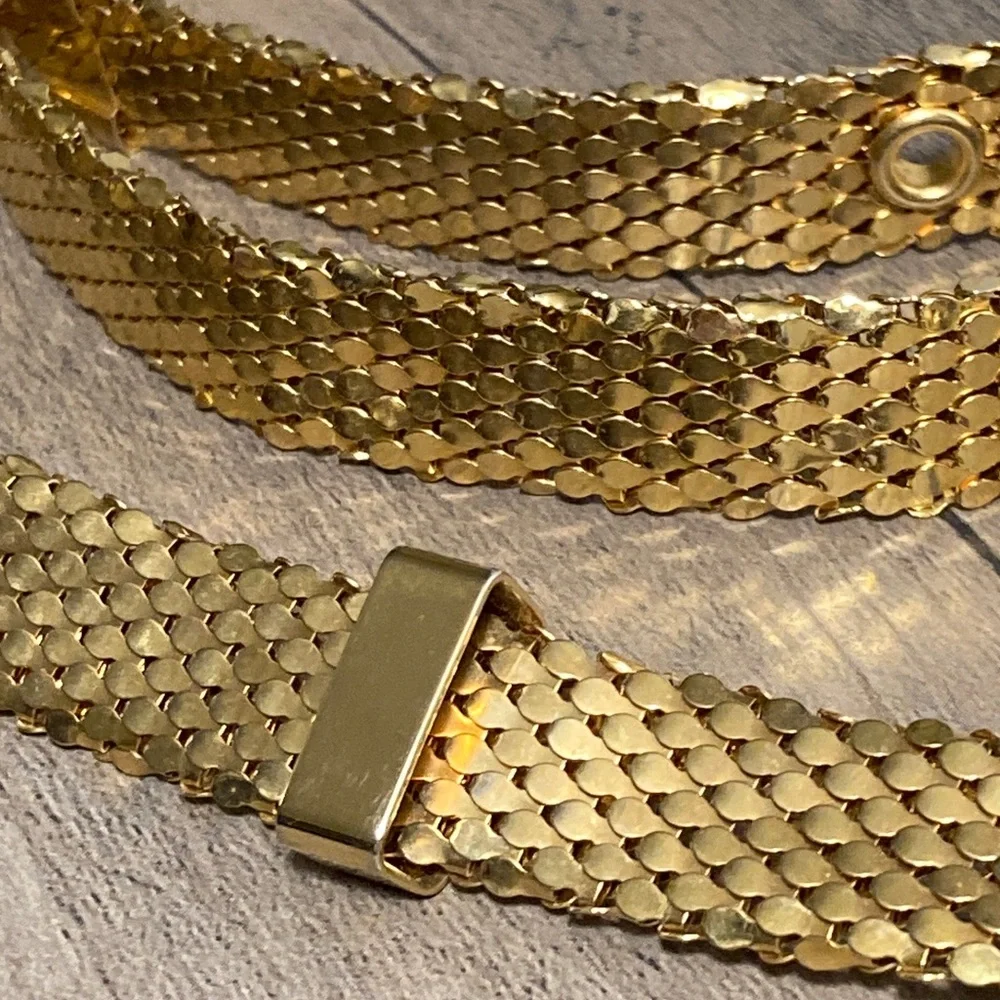 Vintage Retro Glam Serpent Scale Gold Mesh Belt